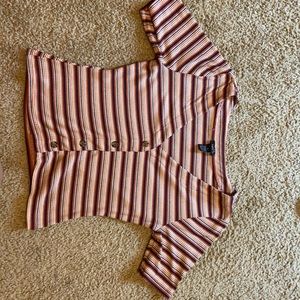 Rue 21 striped cropped faux button down shirt